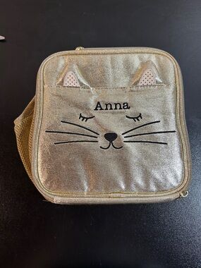 Pottery Barn Kids Metallic Gold Cat Face Pet Travel Pouch